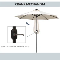 Outsunny 2.7m Patio Garden Umbrella Outdoor Parasol with Tilt Crank and 24 LEDs Lights (Cream)(m-5)