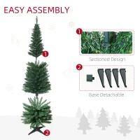 HOMCOM 6ft Unlit Artificial Christmas Tree, Pencil Slim Xmas Tree with Solid Stand and Realistic Branches, Green(m-7)