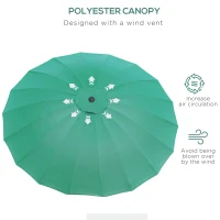 Outsunny 2.5m Shanghai Garden Parasol Umbrella with Crank & Tilt, Adjustable Outdoor Sun Shade, Green(m-6)