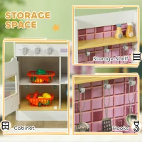 AIYAPLAY Kids Play Kitchen, Pretend Play Kitchen with Realistic Oven, Stove, Sink, Kitchen, Accessories, White(m-7)