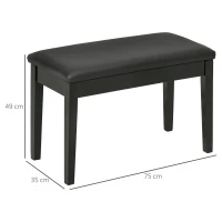 HOMCOM Classic Piano Bench Stool, PU Leather Padded Keyboard Stool with Rubber Wood Legs and Music Storage Compartment, Black(m-3)