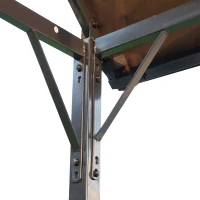 Outsunny Metal Smoking Gazebo Marquee Garden Patio BBQ Tent Grill Canopy Awning Shelter - Coffee(m-7)