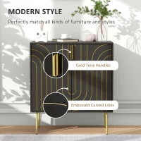 HOMCOM Art Deco Inspired Sideboard, with Adjustable Shelf - Black/Gold Tone(m-4)