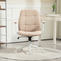 HOMCOM Chaise bureau fauteuil de bureau avec hauteur réglable, fonction à bascule, roulettes pivotantes, charge 120 Kg, beige(m-7)