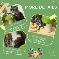 PawHut Mushroom-Shaped Cat Scratching Post, with Toy Balls, Feather for Indoor Cats, 35 x 21 x 26cm - Natural Tone(m-5)