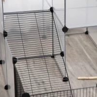 PawHut Enclos pour petits animaux design DIY cage modulable pour cochon d'Inde lapin chinchillas petits animaux domestiques 27 panneaux noir(m-9)