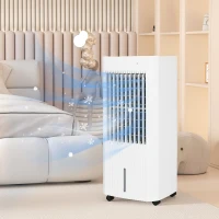 HOMCOM Refroidisseur d'air ventilateur humidificateur 3 en 1 avec télécommande, minuterie, oscillation, 3 modes 3 vitesses(m-2)