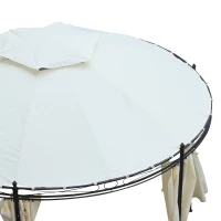 Outsunny Tonnelle pavillon de jardin rond dim. Ø 3,5L x 2,75H m double toit 6 rideaux latéraux polyester crème métal époxy noir(m-8)