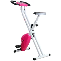 HOMCOM Vélo d'appartement cardio Fitness pliable écran LCD résistance et selle réglable rose(m-5)