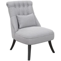 HOMCOM Butaca de Salón Tapizado en Lino con Cojín y Marco de Madera Sillón para Sala de Estar Gris(m-10)