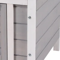 PawHut Conejera de Madera Exterior Jaula Caseta para Roedores Mascotas Pequeñas con Techo Asfáltico Se Puede Abrir y Rampa Antideslizante 42x51x43 cm Gris(m-9)