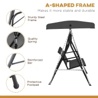 Outsunny Three-Seater Garden Swing Chair, with Canopy - Black(m-4)
