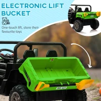 HOMCOM 12V 2 Seater Kids Electric Ride-On Car with Electric Bucket, Remote Control - Green(m-7)