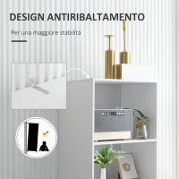HOMCOM Mobile da Salotto con 3 Cassetti e 2 Ripiani Aperti in Truciolato e Legno di Pino, 50x39x169.5 cm, Grigio Bianco(m-6)