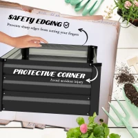 Outsunny Set of Two 100 x 60cm Steel Planter Boxes - Grey(m-6)