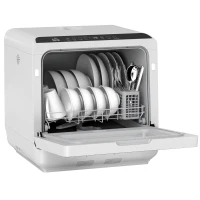 HOMCOM Table Top Dishwasher with Built-in 6L Water Tank, Mini Countertop Dishwasher with 6 Programs, 4 Place Settings, Silver Tone(m-11)