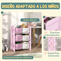AIYAPLAY Estantería Infantil para Niños de +3 Años Estantería para Juguetes con 6 Cajas de Tela no Tejida 43x30x60 cm Rosa(m-5)