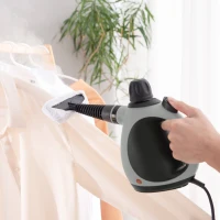 HOMCOM Handheld Steam Cleaner for Chemical Free Cleaning, Portable Multi-purpose Steamer with 9 Pieces Accessory for Kitchen, Bathroom, Window, Car Seat, Carpet, Sofa, 1050W, 350ML Tank, Grey(m-2)