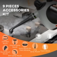 HOMCOM Handheld Steam Cleaner for Chemical Free Cleaning, Portable Multi-purpose Steamer with 9 Pieces Accessory for Kitchen, Bathroom, Window, Car Seat, Carpet, Sofa, 1050W, 350ML Tank, Grey(m-4)