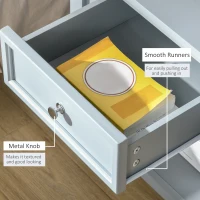 HOMCOM Bedside End Table Nightstand w/ Drawer Open Shelf Table Top Metal Handle Classic Home Stylish Furniture Grey(m-6)