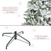 HOMCOM Árbol de Navidad Artificial 150 cm con Nieve Ignífugo con 358 Ramas Decoración Navideña para Interiores Verde(m-7)