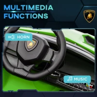 HOMCOM Lamborghini Veneno Licensed Electric Ride-On Car, with Remote, Music, Horn - Green(m-6)