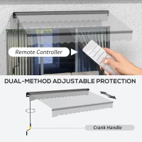 Outsunny Electric Awning with Aluminium Frame and Remote Control, 3 x 2m, Light Grey(m-4)