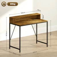HOMCOM 100cm Computer Desk with LED Lights and Power Outlets, Gaming Desk with Monitor Stand, Computer Table with Remote for Home Office Study, Rustic Brown(m-3)