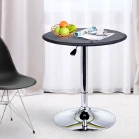 HOMCOM Table de Bar Table Bistro Mange-debout Chic Style Contemporain Table Ronde Hauteur réglable 67-93 cm Ø 63 cm Plateau pivotant 360° métal chromé PVC Noir(m-7)