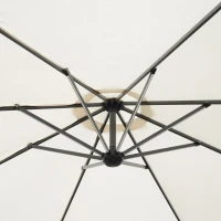 Outsunny Ombrellone da Giardino a Braccio 3x2.5 m con Manovella e 8 Strisce LED a Energia Solare, Crema(m-9)