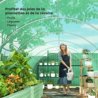 Outsunny Serre de jardin tunnel 24m² 8L x 3l x 2H m - 16 fenêtres, Porte zippée enroulable acier galvanisé, bâche PE, Vert(m-8)