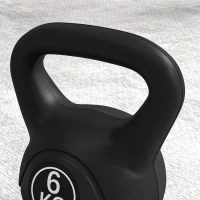 HOMCOM Pesa Rusa de 6 kg Kettlebell Relleno de Arena con Mango Ancho Antideslizante para Entrenamiento 20x13x22 cm Negro(m-9)