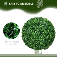 HOMCOM Set of Two Artificial Boxwood Balls Plants - Green(m-5)