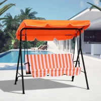Outsunny Balancelle de Jardin 3 Places Toit Inclinaison réglable Coussins Assise et Dossier 1,72L x 1,1l x 1,52H m Acier Noir Polyester Orange(m-2)