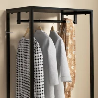 HOMCOM Hallway Coat Rack and Shoe Bench Tree - Black(m-8)
