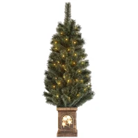 HOMCOM 4ft Artificial Christmas Tree with 80 Warm White LED Lights, 8 Modes and Remote, Realistic Xmas Tree with Square Stand for Party Decoration, Green(m-11)