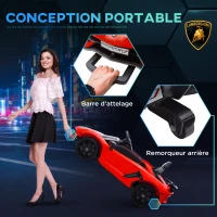 HOMCOM Voiture électrique pour enfants licence Lamborghini Aventador SVJ 12V avec portes papillon télécommande 3-5 KM/H rouge(m-5)