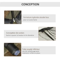 Outsunny Moustiquaire cylindrique pour Parasol 3 m diamètre avec Fermeture éclair et lestage Noir(m-4)