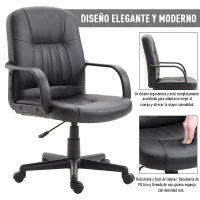 Vinsetto Silla de Oficina Giratoria Sillón de Escritorio Ergonómico con Ruedas Altura Ajustable Negro Material PU 60x60x90-99cm(m-4)