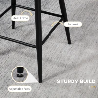 HOMCOM Bar Stools Set of 2, Faux Cashmere Upholstered Breakfast Bar Chairs, Modern Kitchen Stools with Backs, Footrest and Steel Base, Cream(m-6)