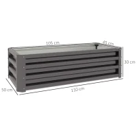 Outsunny Set of Two 110 x 50cm Steel Planter Boxes -  Dark Grey(m-3)