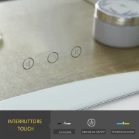 HOMCOM Specchio da Tavolo Professionale per Makeup con 12 Luci a LED Dimmerabili e Interruttore Touch in Stile Vintage(m-7)