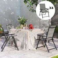 Outsunny Set of Four Folding Outdoor Chairs - Black/Grey(m-7)