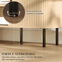 HOMCOM Meuble TV avec 2 portes tambour à lamelles design scandinave pour télévision jusqu'à 55 pouces 120 cm ton chêne(m-7)