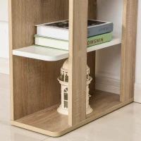 HOMCOM Computer Desk, Writing Desk with 3-Tier Storage Shelf, Work Table for Home Office, Study, Living Room, Oak and White(m-8)