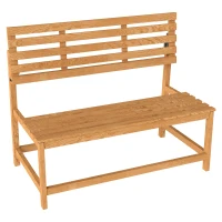 Outsunny 2-zits Tuinbank van Hout, Weerbestendige Zitbank, UV-Bestendige Tuinmeubelen met Omzetbare Rugleuningen 110x61x89cm, Teak(m-1)