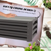 Outsunny Set of Two 110 x 50cm Steel Planter Boxes -  Dark Grey(m-6)