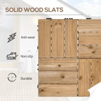 Outsunny 27 Pcs Wooden Interlocking Decking Tiles, Outdoor Flooring Tiles for Patio, Balcony, Terrace, Hot Tub, 30 x 30 cm per Piece, 2.5㎡ per Pack, Brown(m-4)