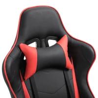 HOMCOM High-Back Gaming Chair Swivel Home Office Computer Racing Gamer Recliner Chair Faux Leather with Footrest, Wheels, Red Black(m-8)