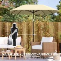 Outsunny 2,3 m Parasol zonder Basis, Verstelbare Terrasparasol met Kruk, Polyester, Aluminium, Glasvezel, Beige(m-6)